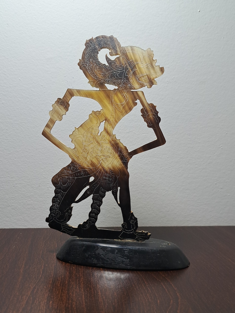 Vintage Handcrafted Wayang Kulit Horn Shadow Puppet Sculpture